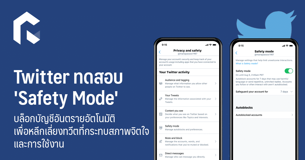 Twitter ทดสอบ 'Safety Mode' บล็อกบัญชีอันตรายอัตโนมัติ เพื่อหลีกเลี่ยง